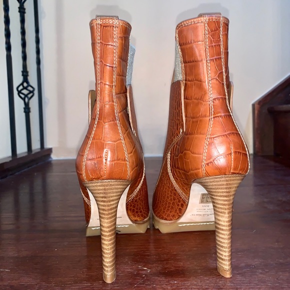 Right Bank shoe Croc Embossed Cognac Boot Italy - Picture 4 of 6